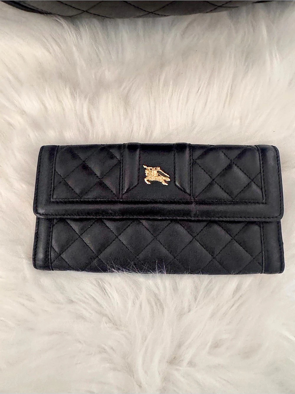 Burberry Quilted Leather Wallet in Black